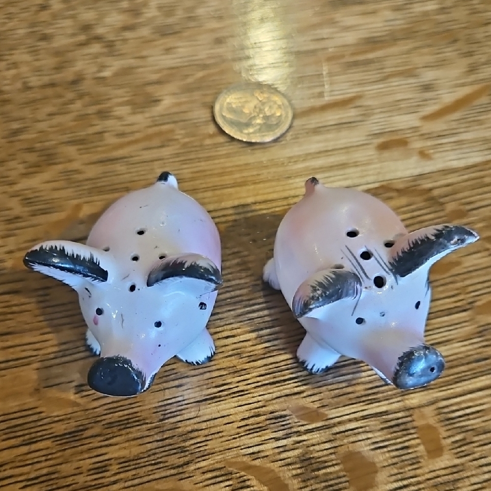 Antique Japan Pig Shaped Salt and Pepper Shakers